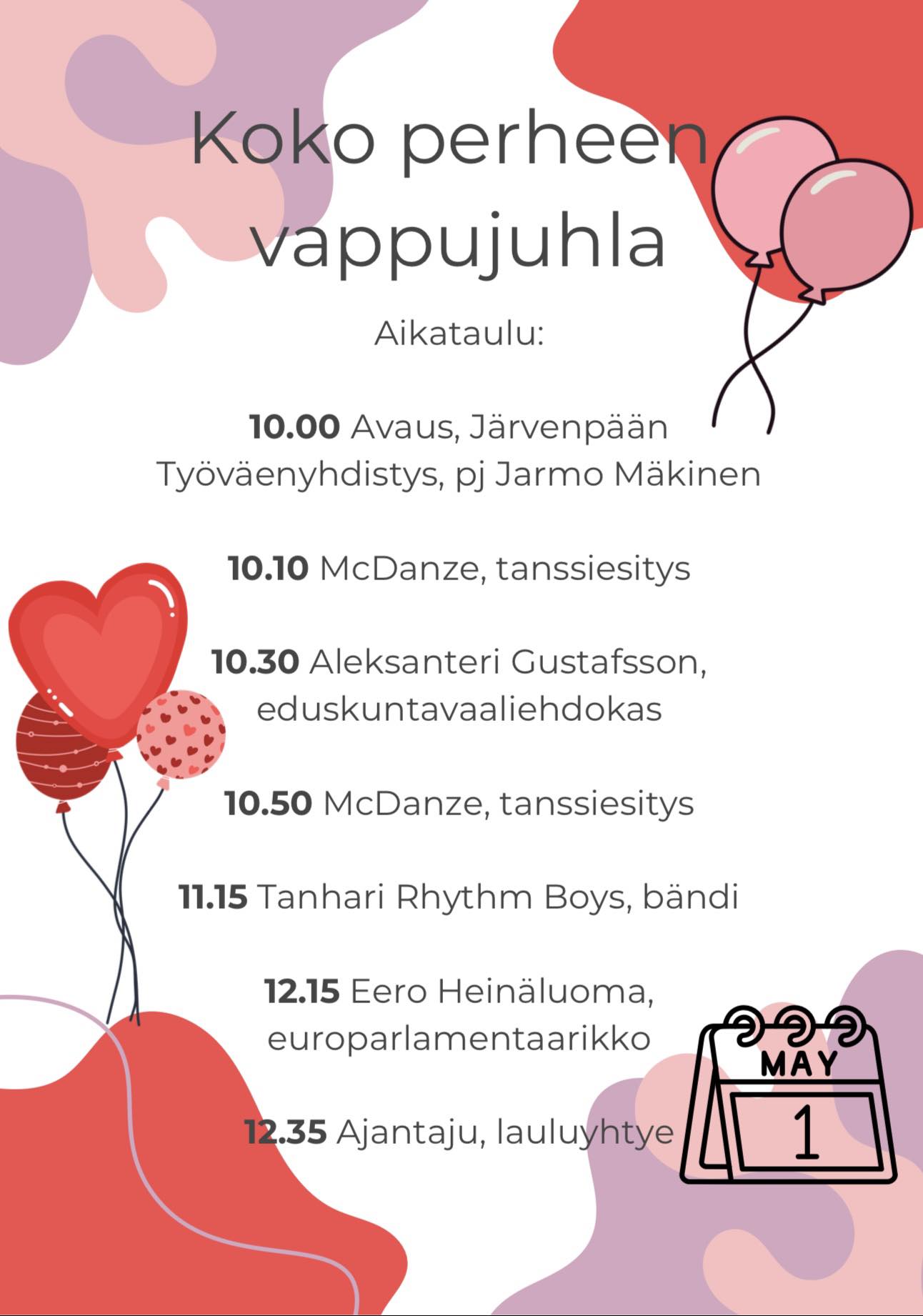 Koko perheen vappujuhla Rantapuistossa 1.5. klo 10-13